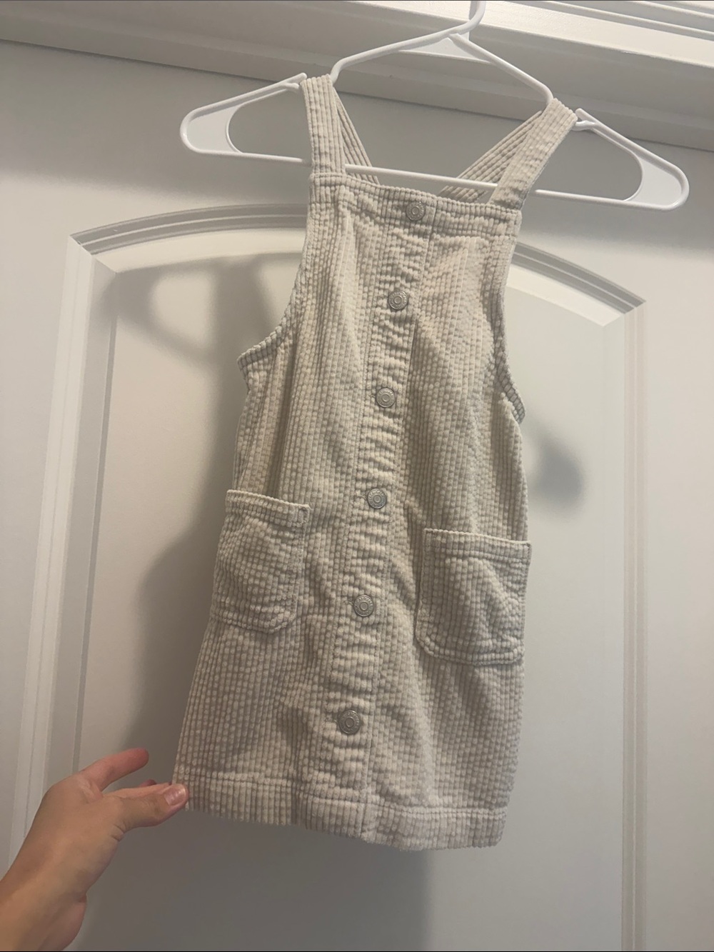 Cat & Jack Cream Textured Button-Front Pinafore Dress
